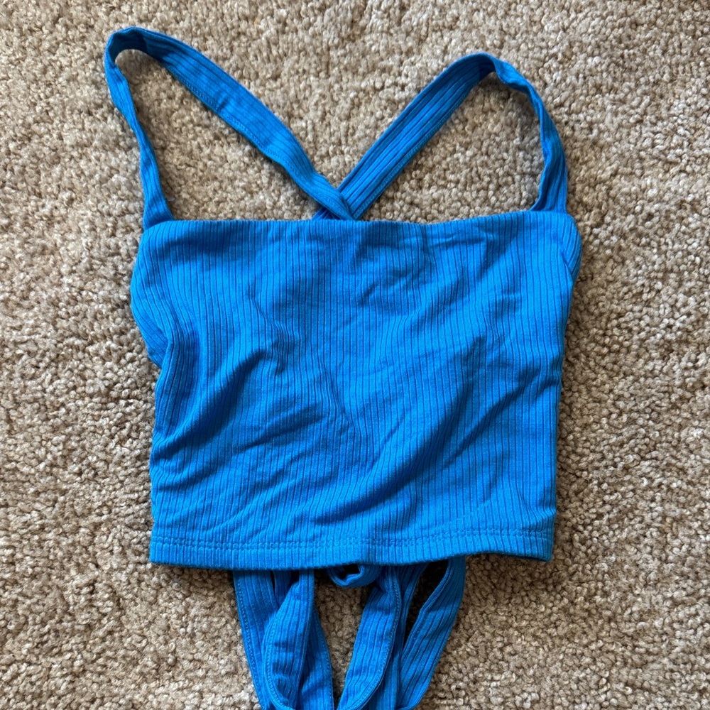 Garage Vibrant Blue Ribbed Top